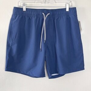 Reyn Spooner Mens Swim Trunks Solid Elastic Waist Lined Drawstring Dress‎ Blue M